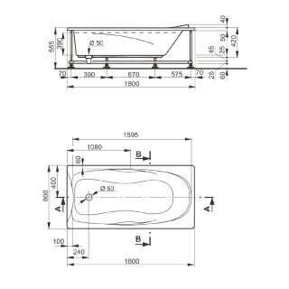 Veedi Ванна акриловая Una 180х80 с каркасом